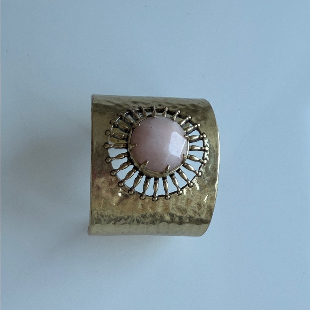 NWT Hammered Gold Cuff Bracelet with Pink Stone